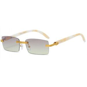 Men Women Sunglasses Square Green Lens Marble Aviator Fashion‎ Gold Frame Rapper